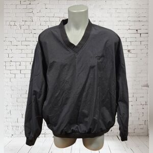 Izod Club Packable JC Penney CLASSIC Black V-Neck Pullover Golf Windbreaker